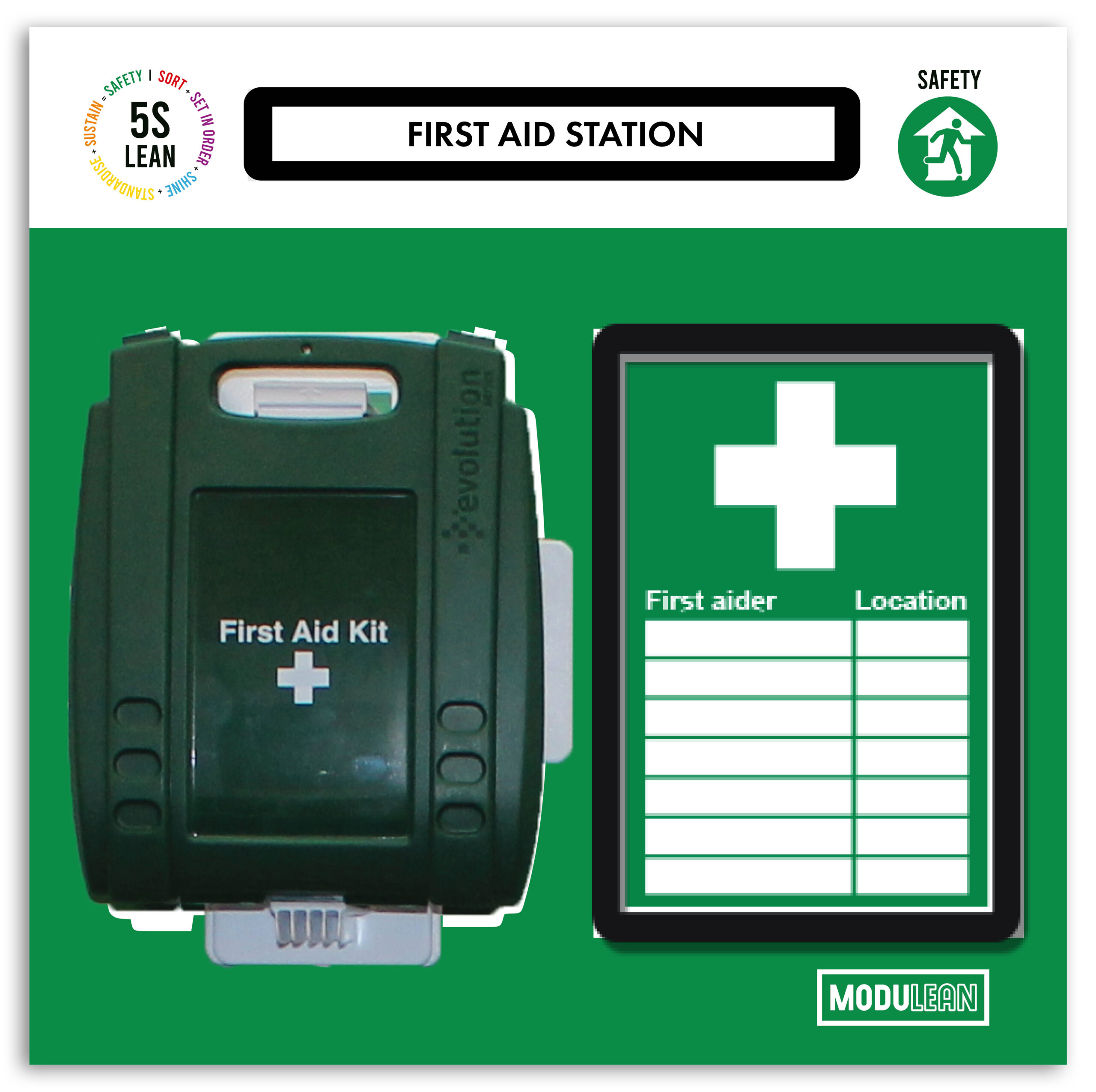 Modulean Lite First Aid Station Kit Shadow Board Green