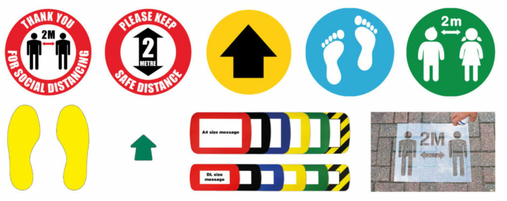 social distance floor markers and signs for the workplace